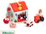 Granja desplegable Lilliputiens con 6 animalitos, granjero y tractor 18 m+
