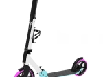 Patinete plegable blanco‑rosa‑azul con correa
