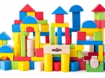 Bloques de construcción de madera en cubo (100 piezas)