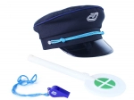 Set infantil de jefe de estación de České dráhy: gorra, silbato y disco de señalización