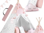 Teepee infantil con guirnalda y luces NUKIDO – rosa