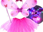 Disfraz luminoso de hada pequeña con alas de mariposa