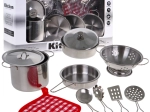 Cocina infantil de metal – juego de ollas y utensilios, 11 piezas, 3+