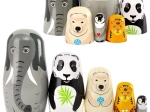 Muñecas matrioskas de madera con animalitos – set de 5 piezas