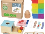 Caja educativa Montessori 6en1 WOOPIE GREEN para bebés de 7–8 meses, 26 piezas, FSC