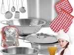 Set de cocina infantil metálico en mochila, 13 piezas