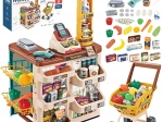 Supermercado infantil Woopie con carrito, caja registradora, escáner y 48 accesorios