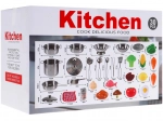 Juego de cocina infantil con ollas de acero inoxidable y accesorios, 30 piezas