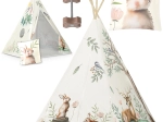 Teepee infantil NUKIDO – motivos forestales beige