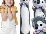 Perro husky de peluche 70 cm KRUZZEL – juguete abrazable y cojín largo