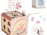 Cubo educativo de manipulación de madera 5 en 1 rosa
