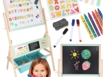 Pizarra infantil de madera de doble cara LULILO Kredo 3 en 1 con imanes, papel y cestas