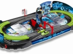 Pista de coches plegable y luminosa con dos autos