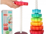 Torre arcoíris con anillos dentados – juguete apilable en espiral para niños 12m+