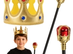 Set real infantil: corona dorada y cetro