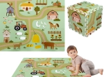 Alfombra de espuma para jugar 90 × 90 cm – puzzle grueso, 9 piezas HUMBI granja y caminos rurales