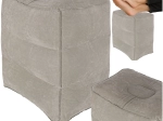 Reposapiés inflable y puf de viaje con 3 niveles de altura – gris