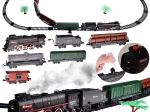 Tren eléctrico con locomotora de vapor, sonidos y luces