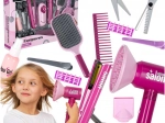 Set de peluquería infantil con secador interactivo y plancha, 16 piezas