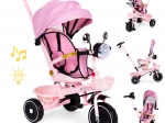 Cochecito triciclo infantil rosa con asiento giratorio y barra de empuje ecotoys