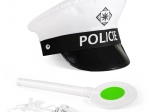 Juego de policía de tráfico con gorra, paleta y silbato