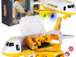 Avión de transporte interactivo con vehículos de construcción, luces y sonidos