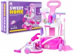 Carrito de limpieza rosa para niños con aspiradora interactiva y accesorios